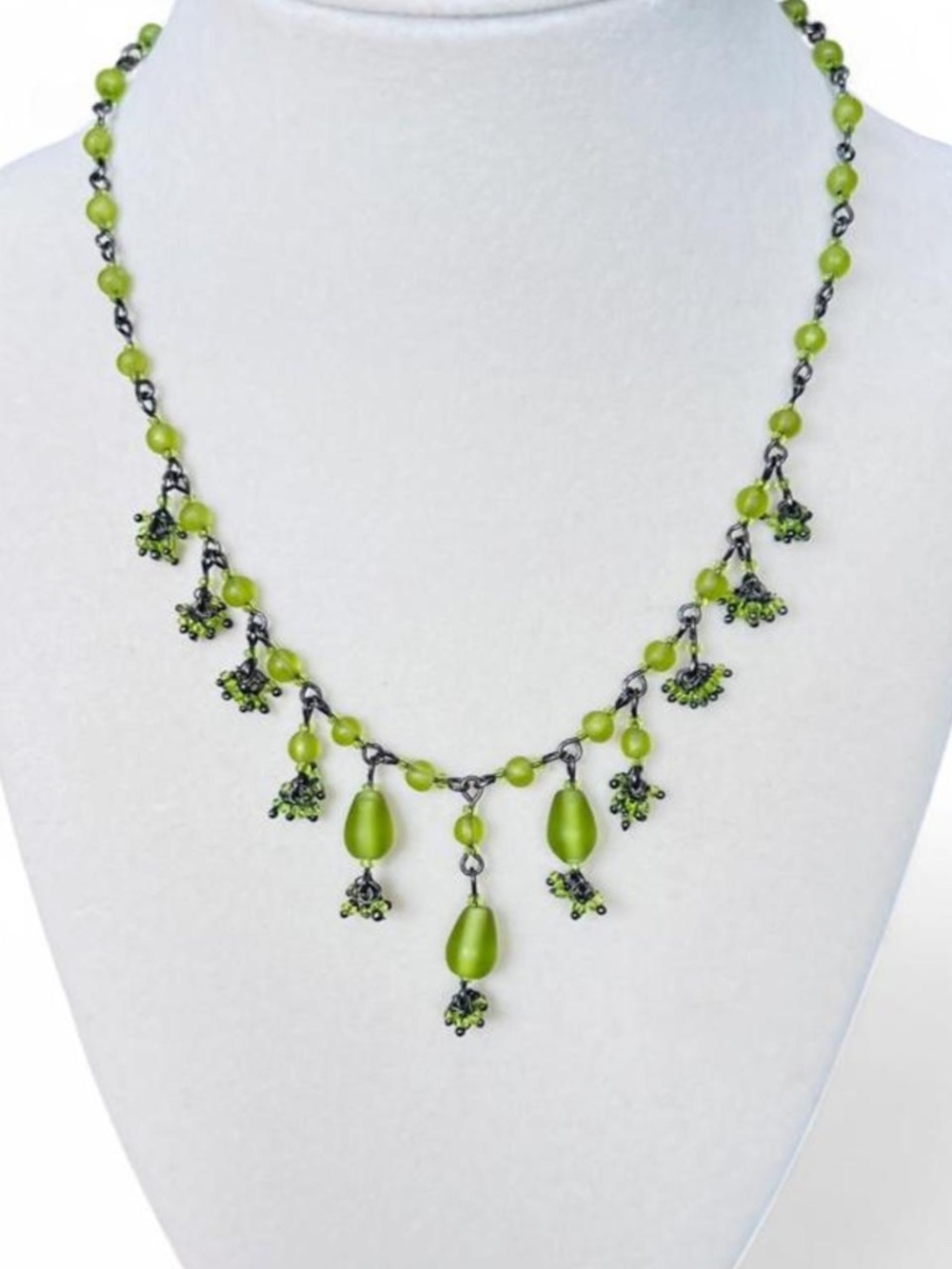 Lime Green Beaded Statement Necklace | Boho Artisan Jewelry